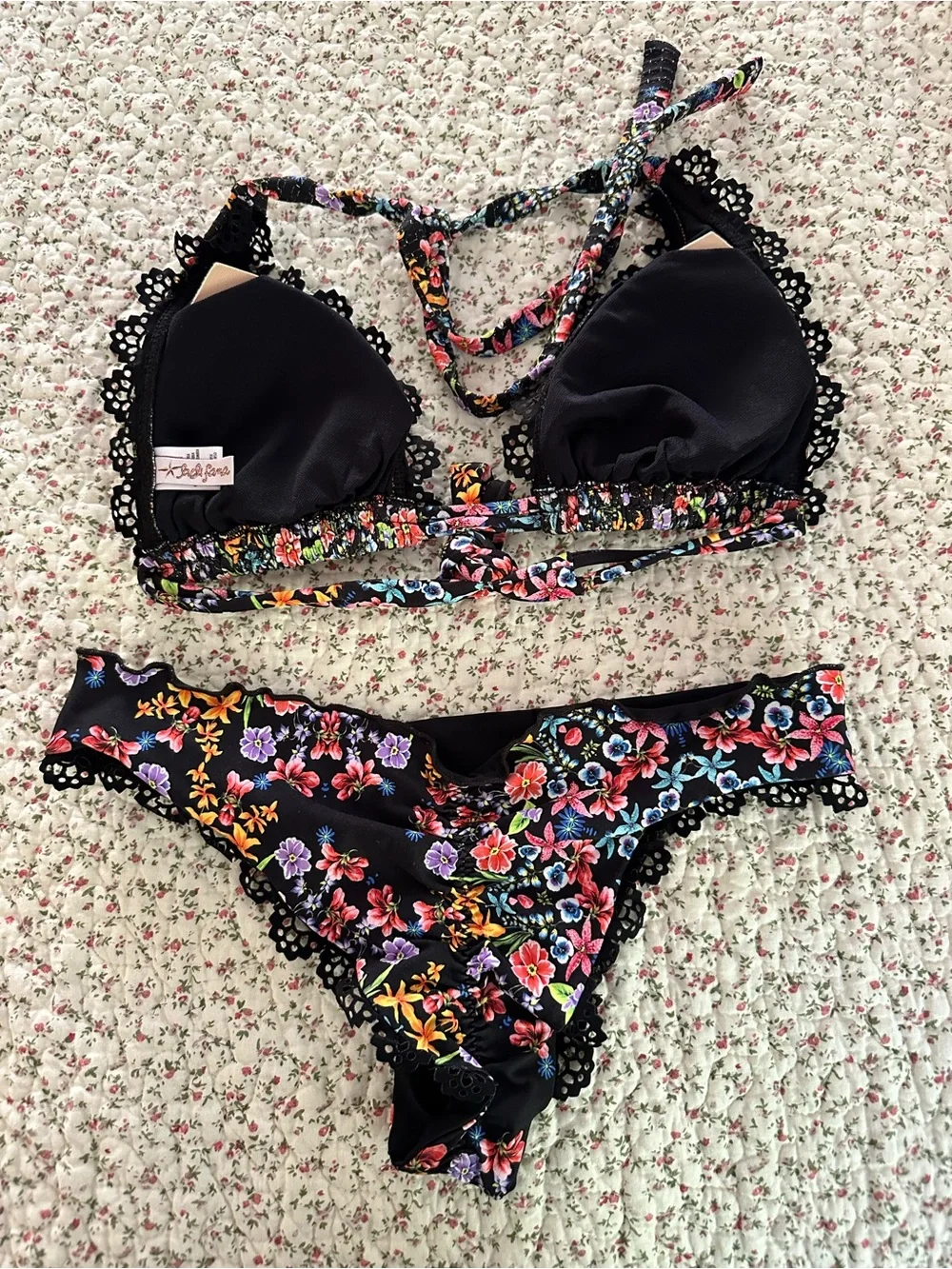 LULI FAMA NOCHES DE SEVILLA TRIANGLE BIKINI TOP AND BOTTOMS SIZE M - Picture 6 of 14